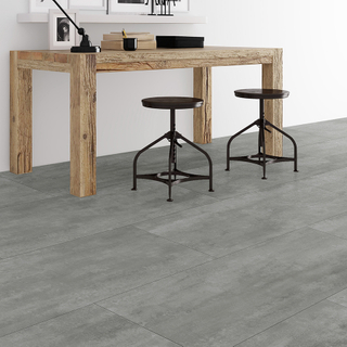 Anti-scratch Cost-Effective Vinyl Flooring Click System Stone Look SPC Flooring (Cement Dark Grey)