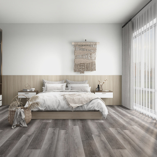Composite Piso Vinilico Plastic Floor Vinyl Flooring Plank Piso PVC Interior Click SPC Floor (Smoke Oak)